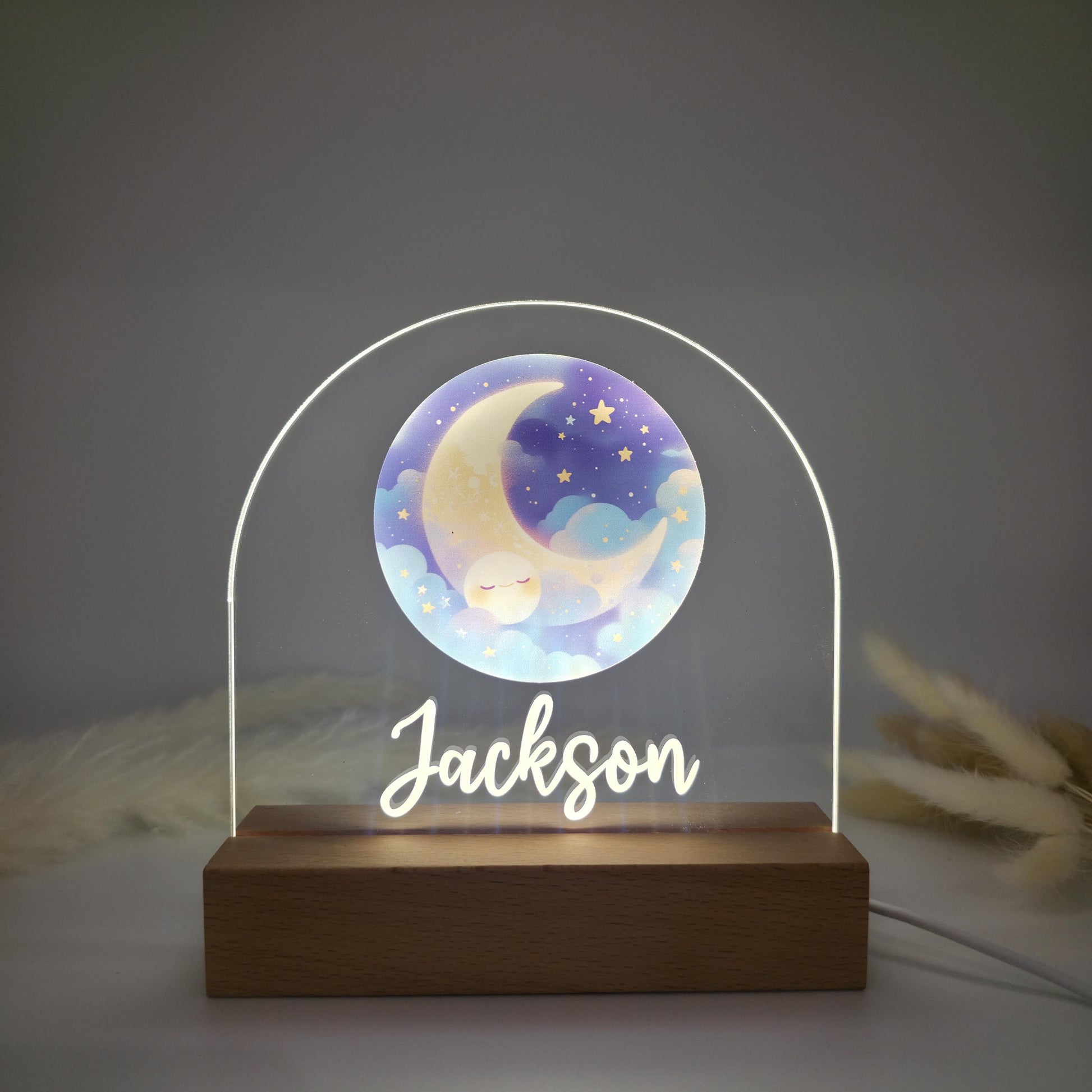 moon and stars nursery room personalised night light