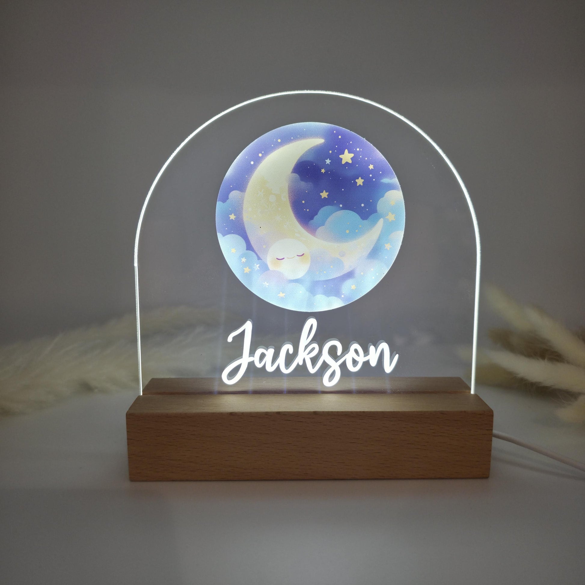 moon and stars childrens personalised night light