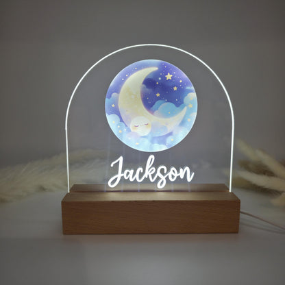 moon and stars childrens personalised night light