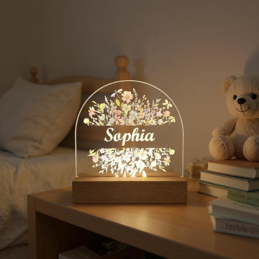 floral personalised night light lamp flowers for girls nursery bedroom