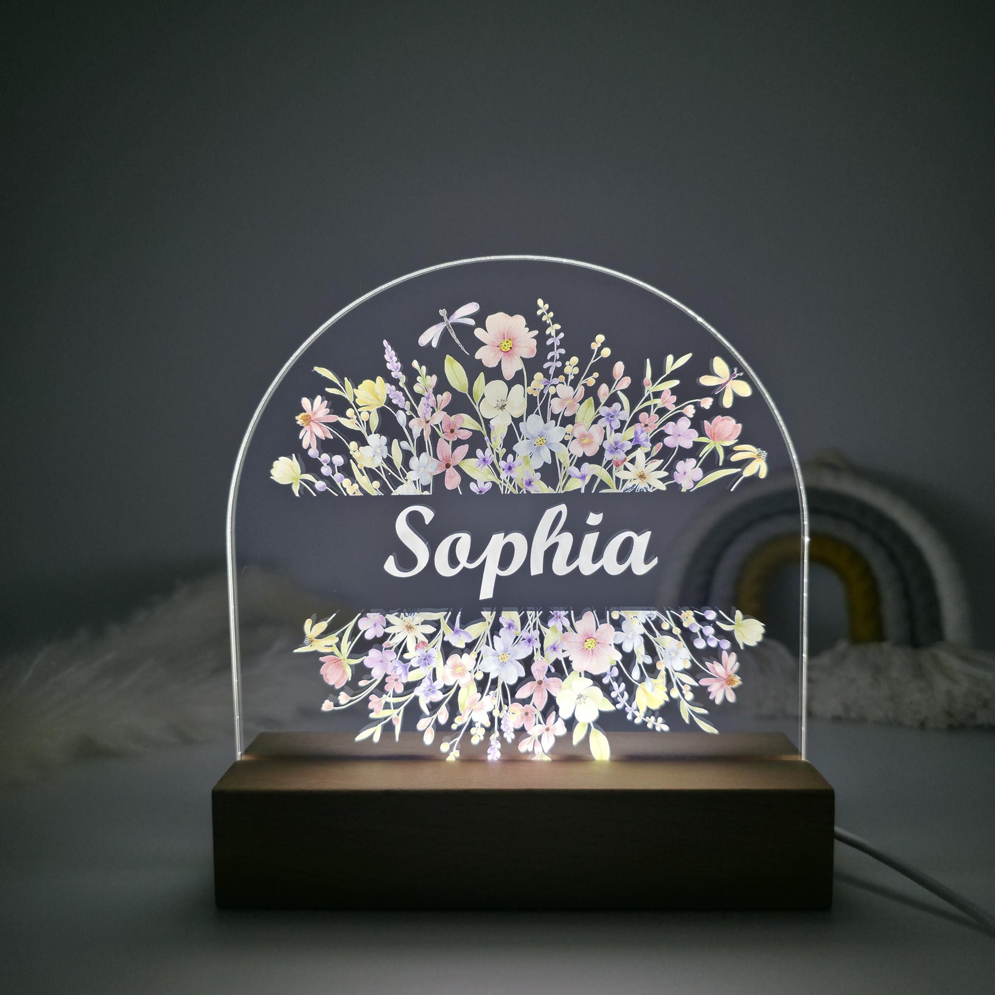 flower night light customised acrylic lamp for kids bedroom and nursery baby
