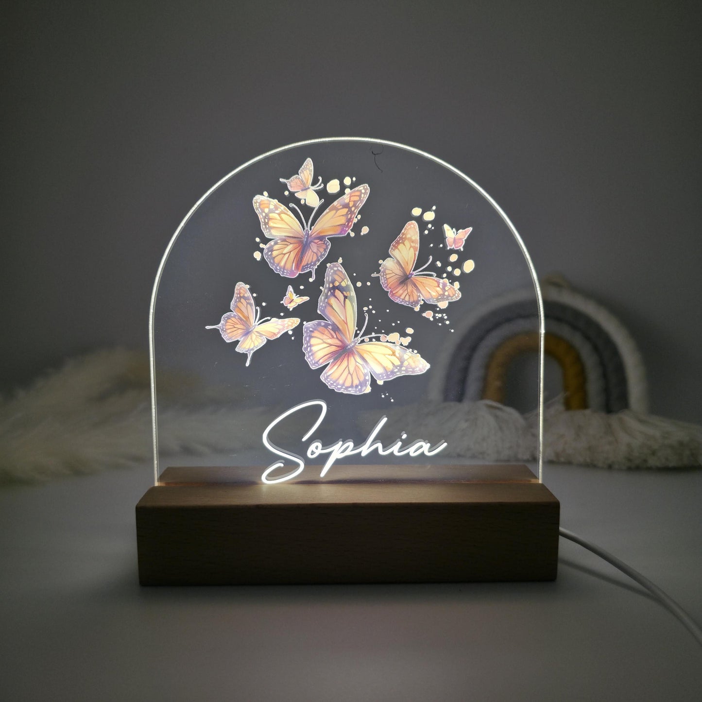 butterfly customised night light for girls kids bedrooms