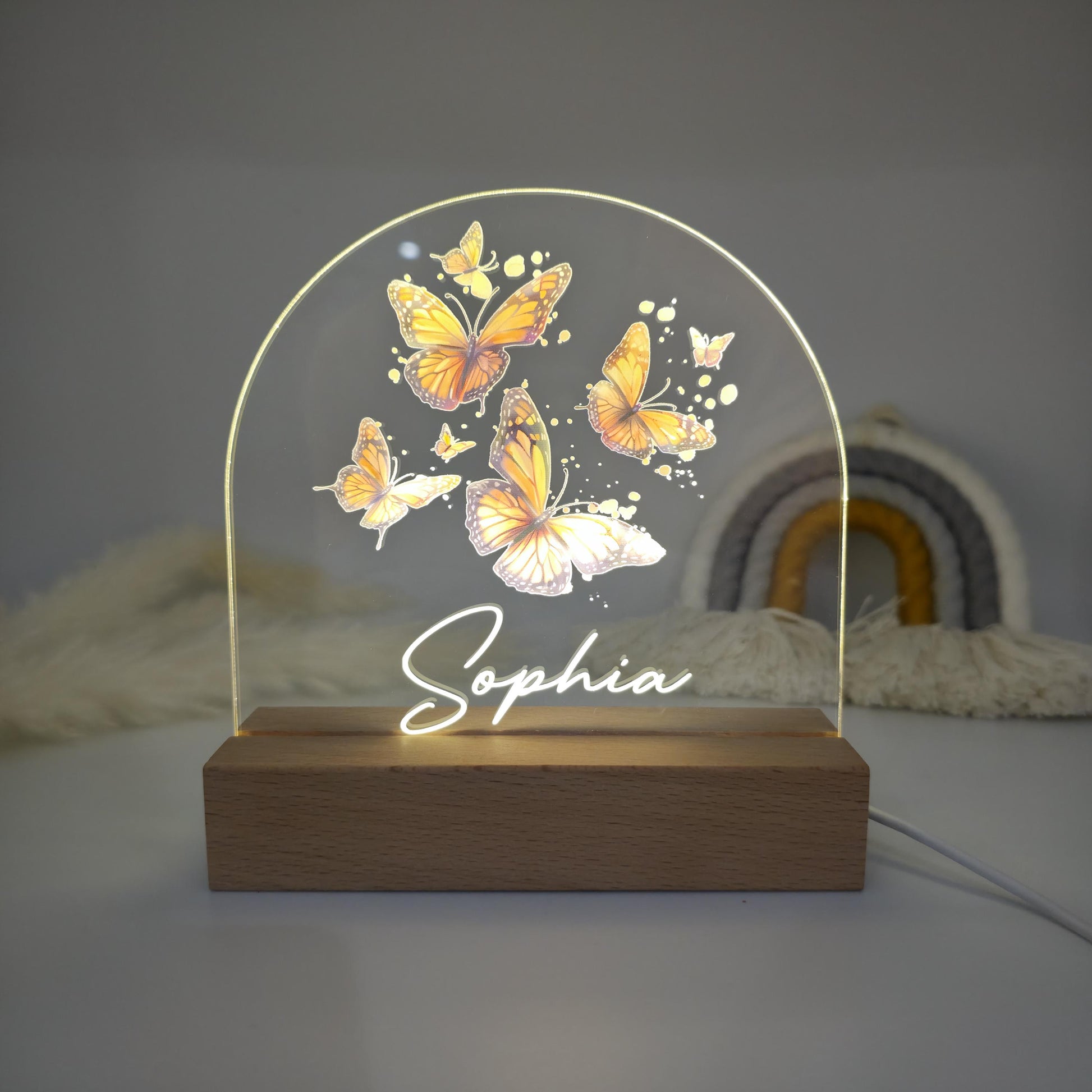girls bedroom personalised name night light lamp
