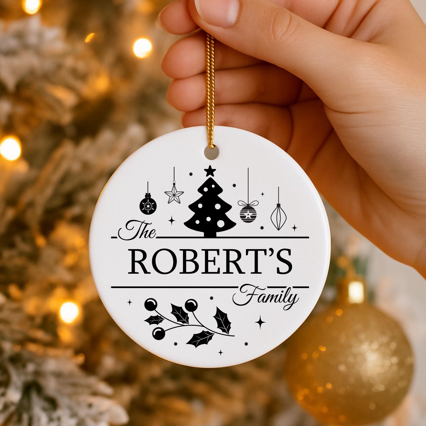 Personalised Surname Christmas Bauble | Custom Family Name Ornament | Keepsake Decoration Gift for Couple - Family Christmas Tree Decor