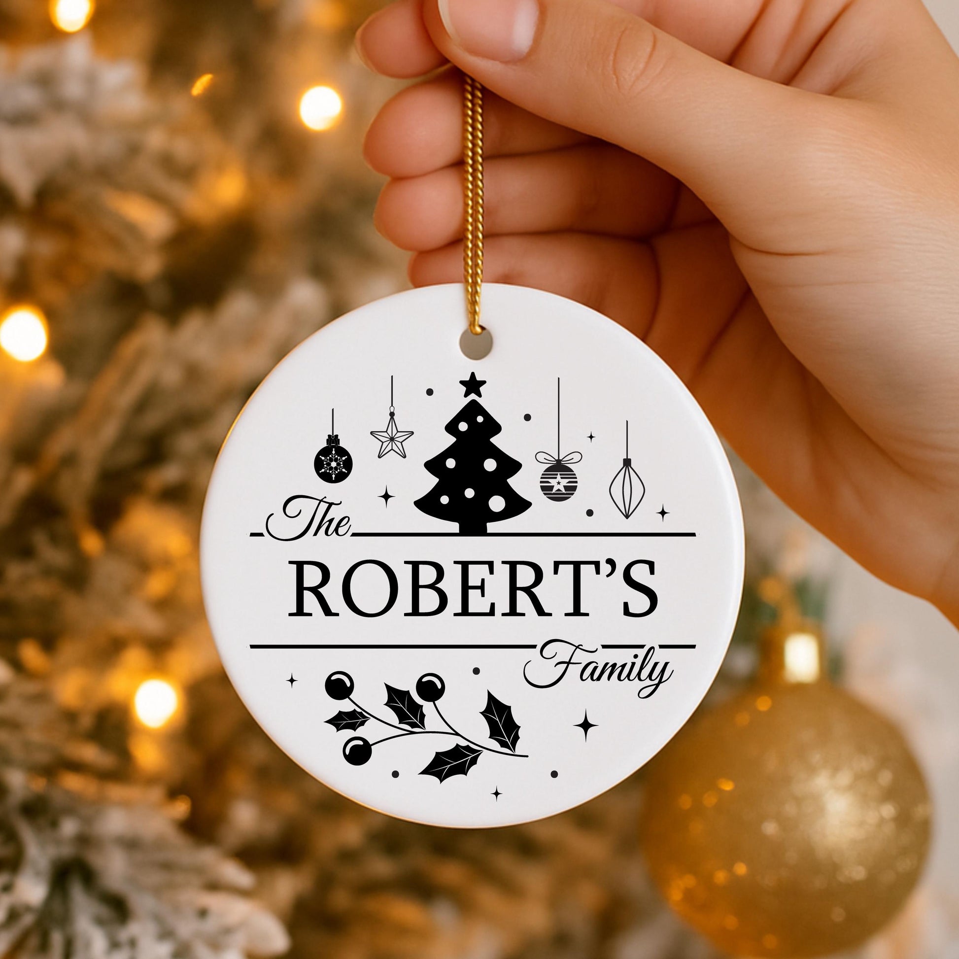 Personalised Surname Christmas Bauble | Custom Family Name Ornament | Keepsake Decoration Gift for Couple - Family Christmas Tree Decor