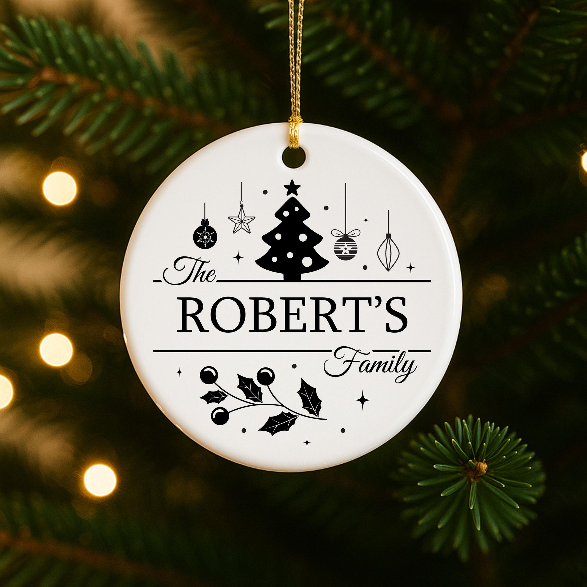 Personalised Surname Christmas Bauble | Custom Family Name Ornament | Keepsake Decoration Gift for Couple - Family Christmas Tree Decor