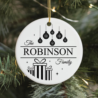 Custom Last Name Christmas Bauble for the Tree | Surname Personalised Christmas Tree Ceramic Decoration