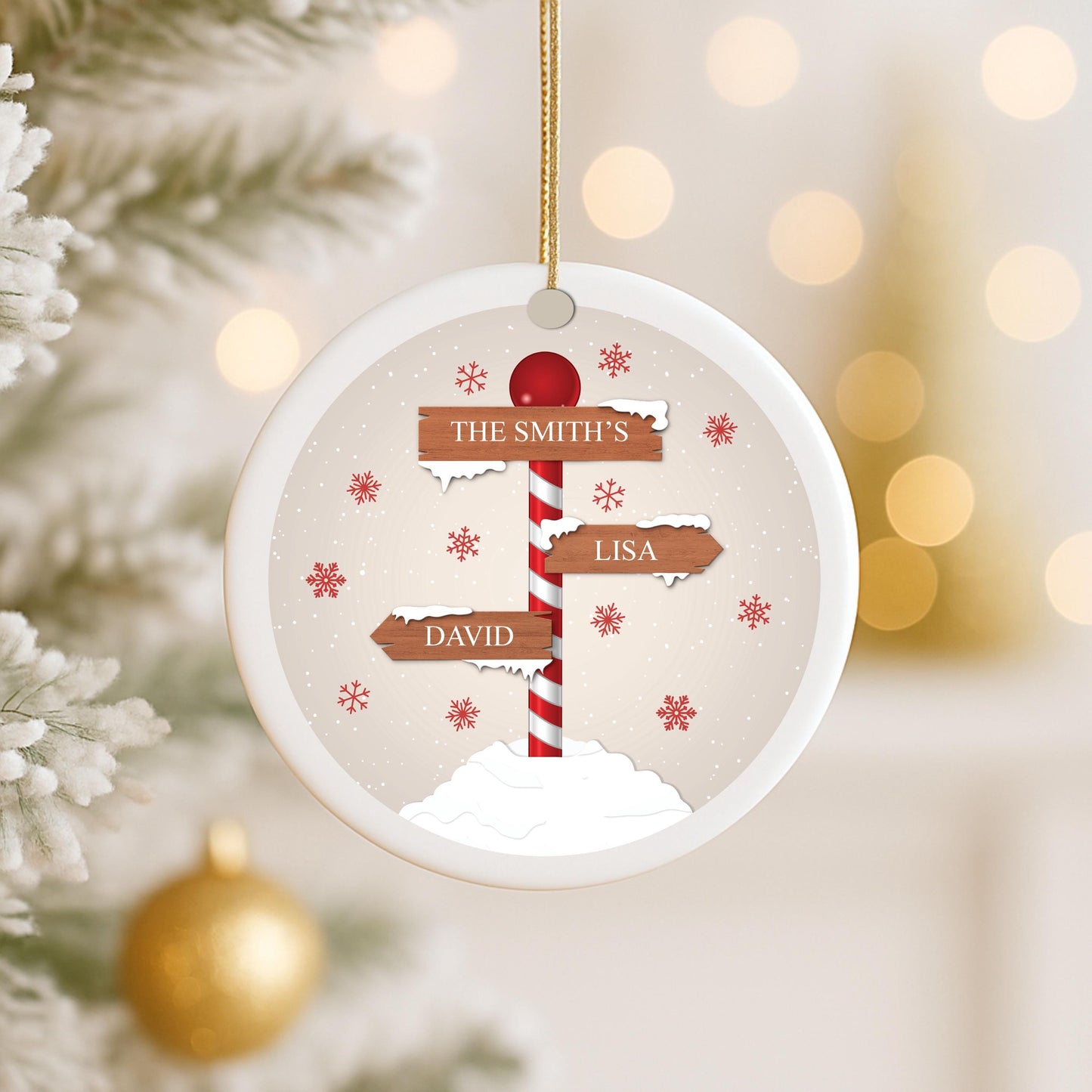 Couples Personalised Family Name Christmas Tree Bauble - Married Couples Gift For Christmas Gift Ceramic Printed Bauble Decoration