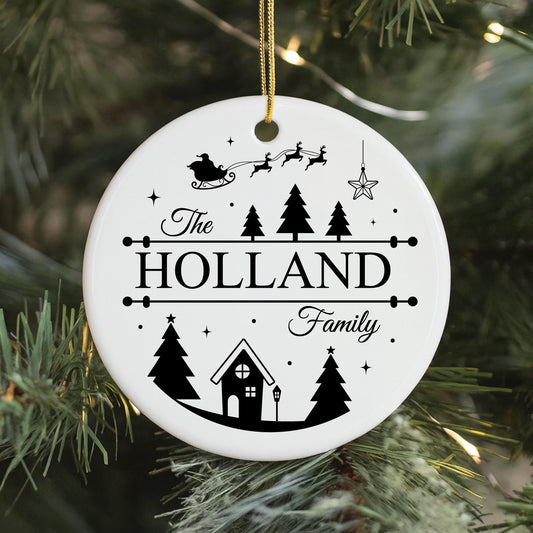 Personalised Family Surname Christmas Bauble | Custom Last Name Keepsake Gift - Family Christmas Tree Decor