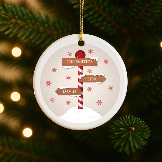 Couples Personalised Family Name Christmas Tree Bauble - Married Couples Gift For Christmas Gift Ceramic Printed Bauble Decoration