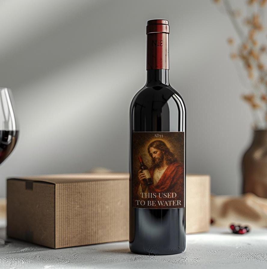 funny jesus wine bottle label gift for her joke secret santa birthday present wine lover