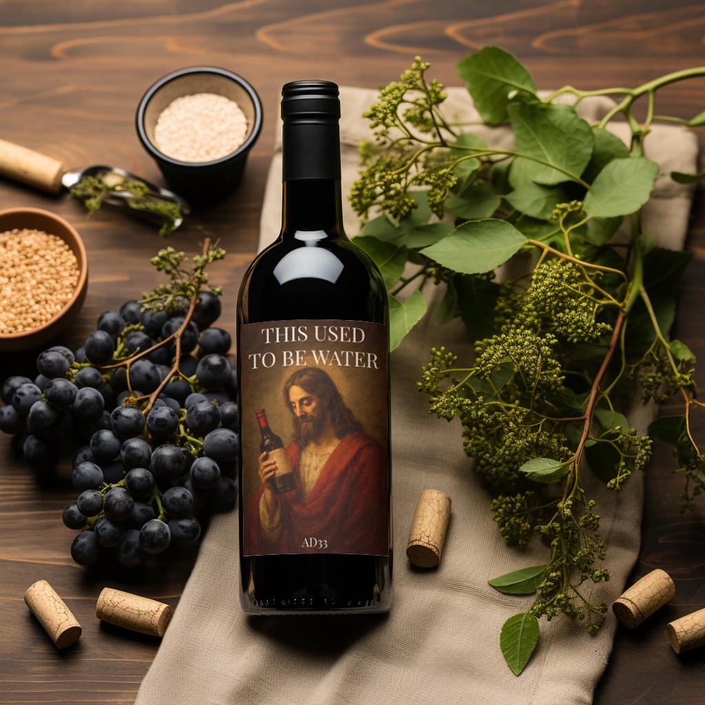 Funny Wine Bottle Label Sticker Jesus - This Used To Be Water Joke For Secret Santa Christmas Label - Funny Wine Lover Birthday Gift