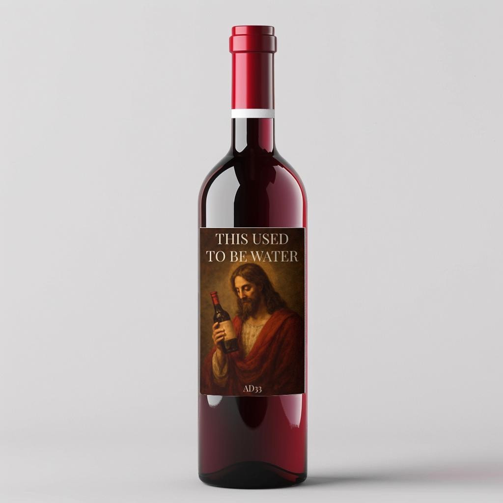 funny jesus wine bottle decal sticker label
