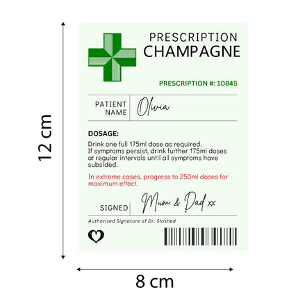 Funny Champagne Sticker Label – Personalised Gift for Birthdays, Weddings, and Festive Celebrations for Him and Her