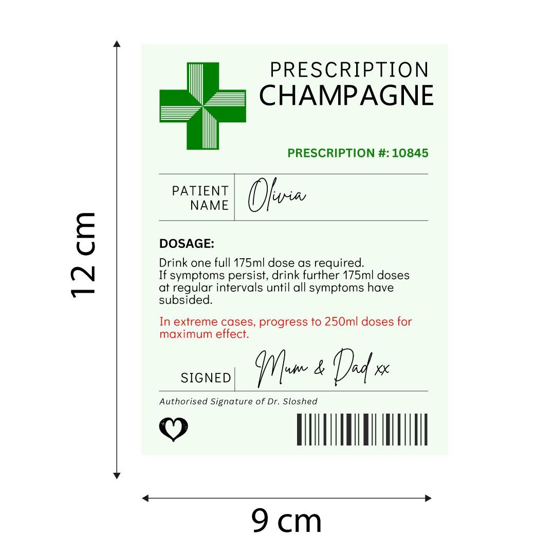2 x Funny Joke Personalised Champagne Bottle Sticker Labels - Customised Waterproof Birthday Gift Christmas Wedding Friend