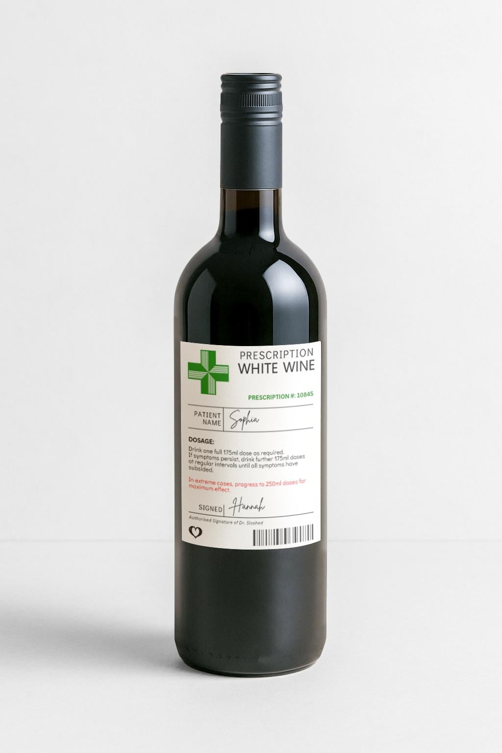 white wine funny personalised wine bottle sticker label for birthday gift santa joke