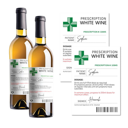 2 pack customised funny white wine lover gift sticker label for wine bottles