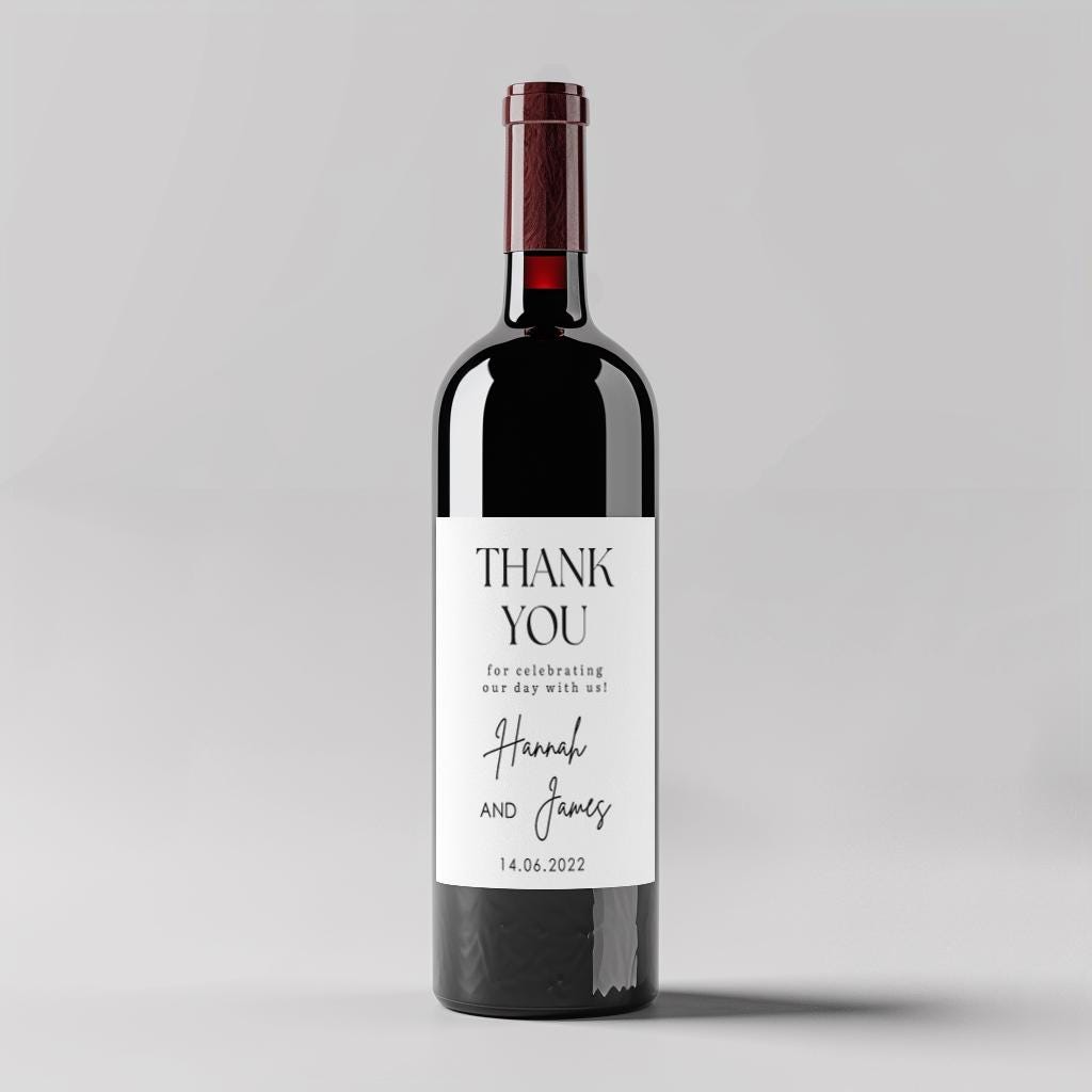 thanks you wine bottle personalised wedding favours label sticker