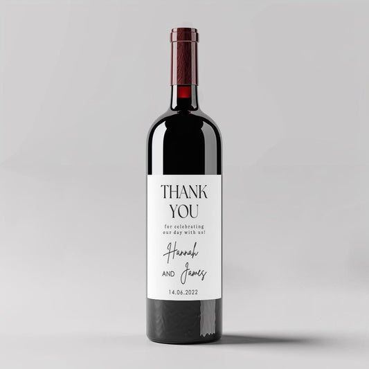 thanks you wine bottle personalised wedding favours label sticker