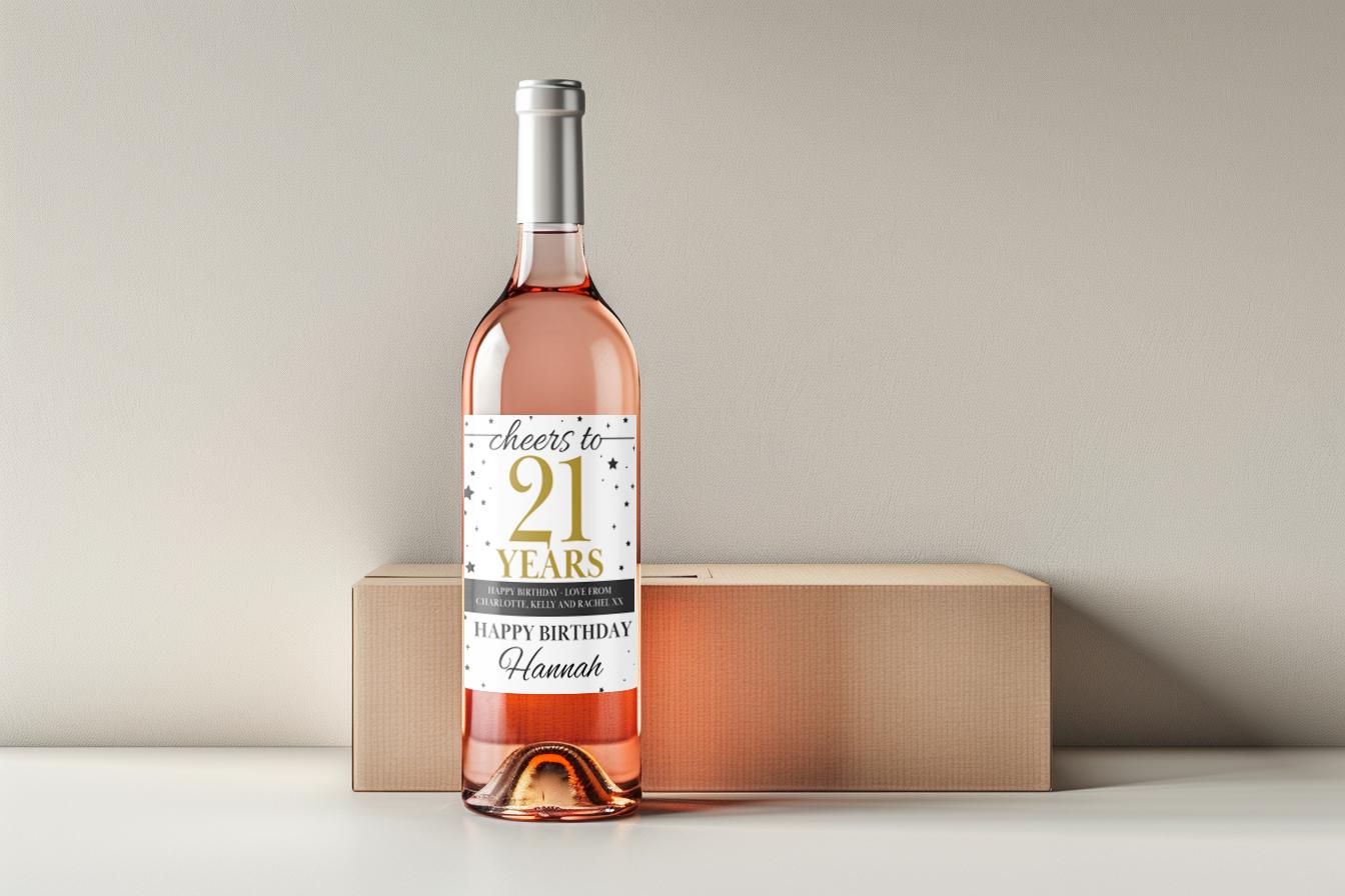 gift for 21st birthday for her personalised wine bottle label sticker gift