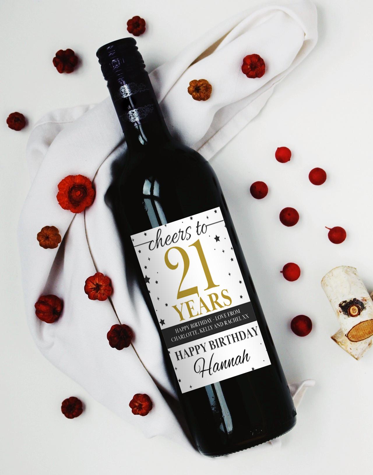 21st birthday gift personalised custom wine label sticker