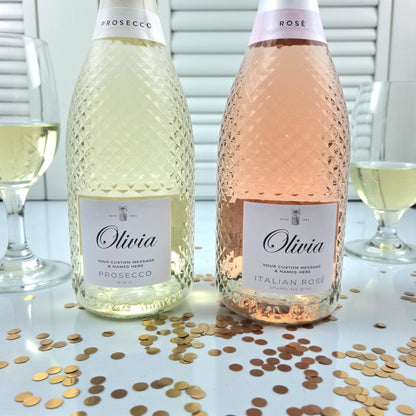 personalised prosecco bottle name message bottle label stickers