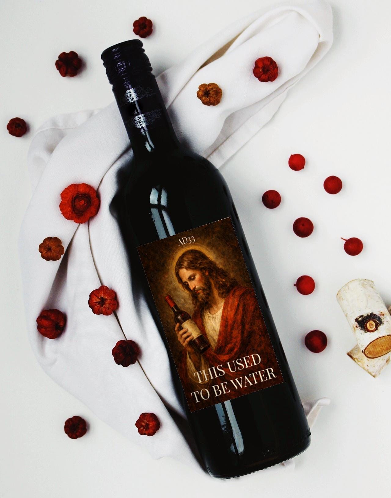 Funny Wine Bottle Label Sticker Jesus - This Used To Be Water Joke For Secret Santa, Birthday, Gift/Present Idea For Him Her Girlfriend Work