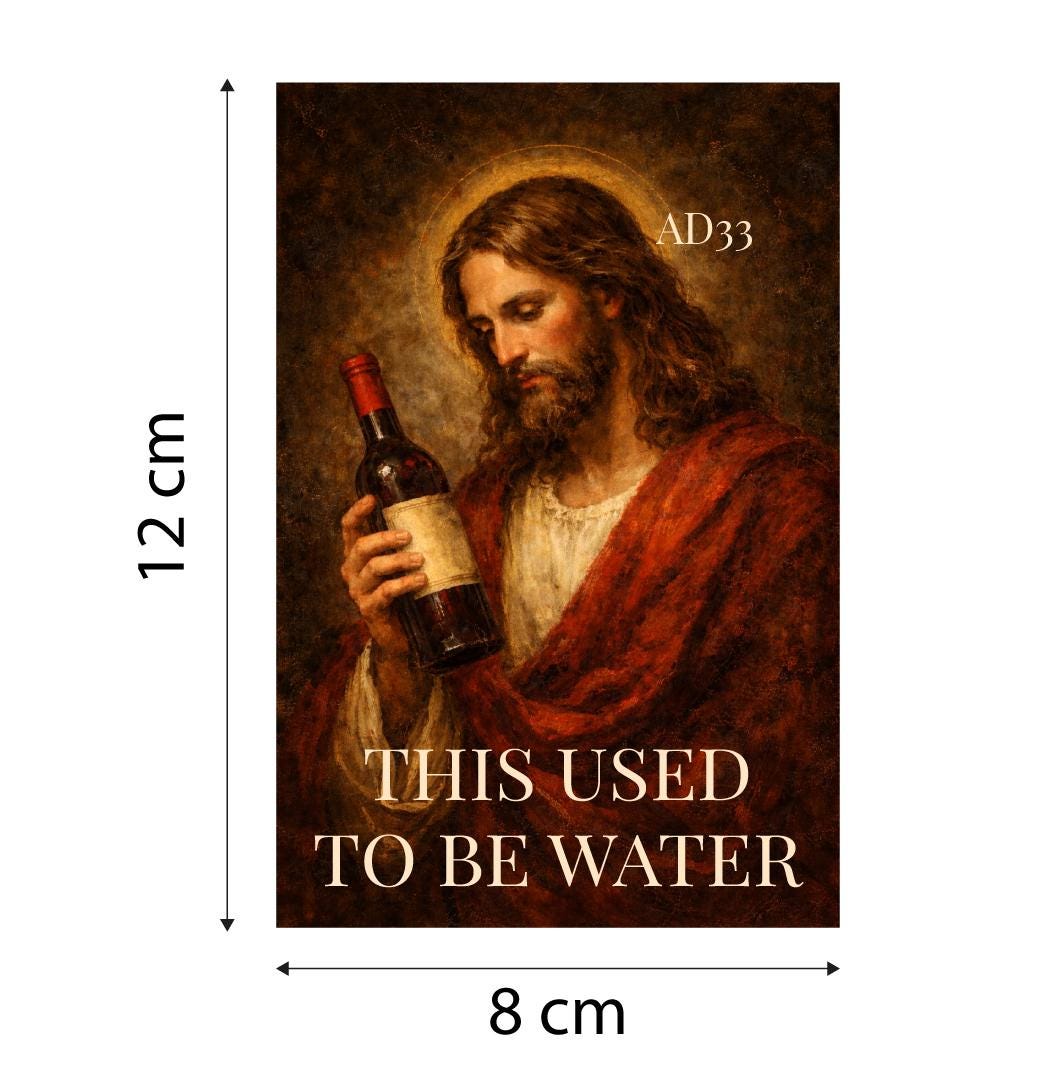 Funny Wine Bottle Label Sticker Jesus - This Used To Be Water Joke For Secret Santa, Birthday, Gift/Present Idea For Him Her Girlfriend Work