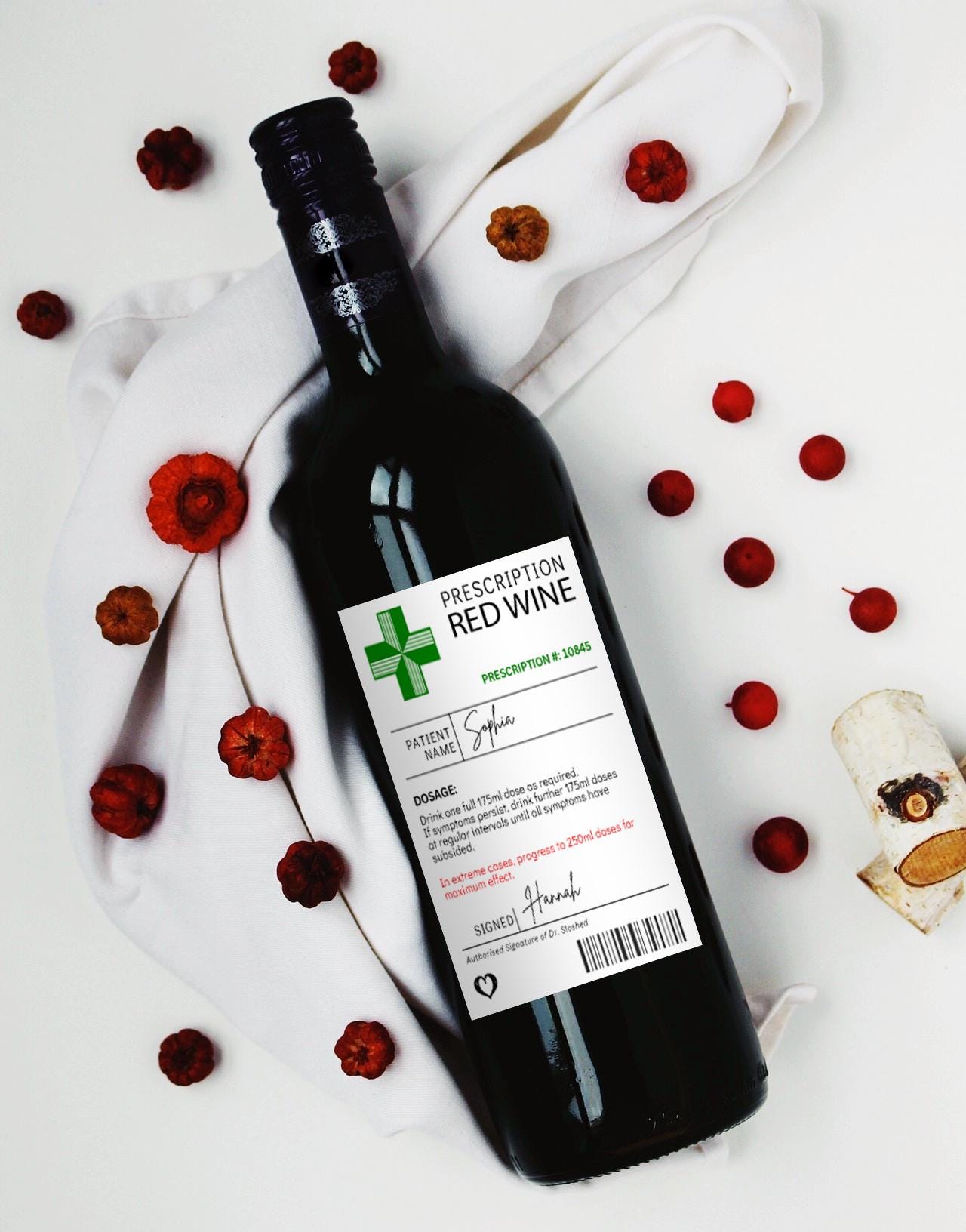 Personalised Red Wine Funny Bottle Label Sticker: A humorous sticker for red wine bottles featuring a cheeky design, perfect for gifts and celebrations.