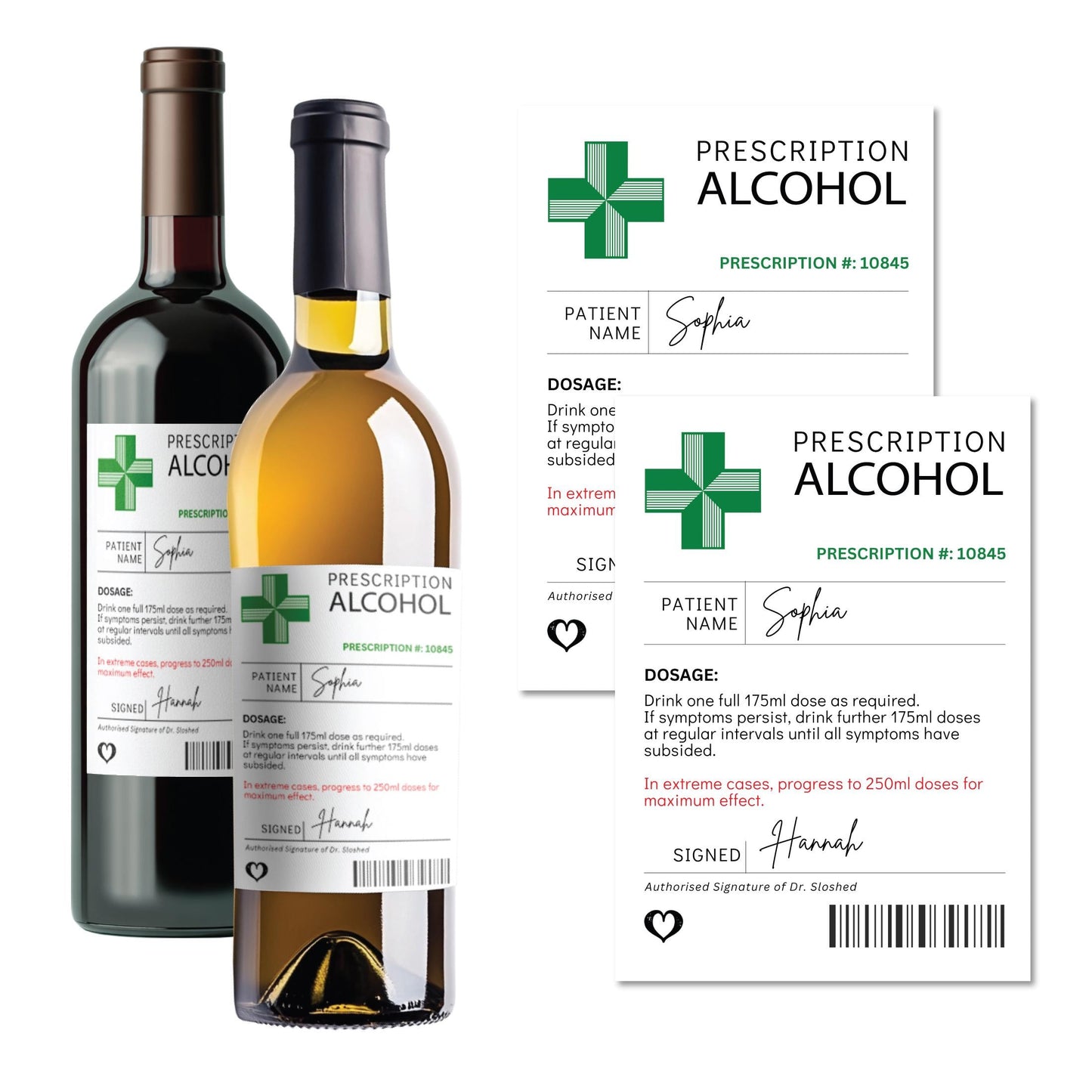 prescription alcohol 2 pack funny personalised labels