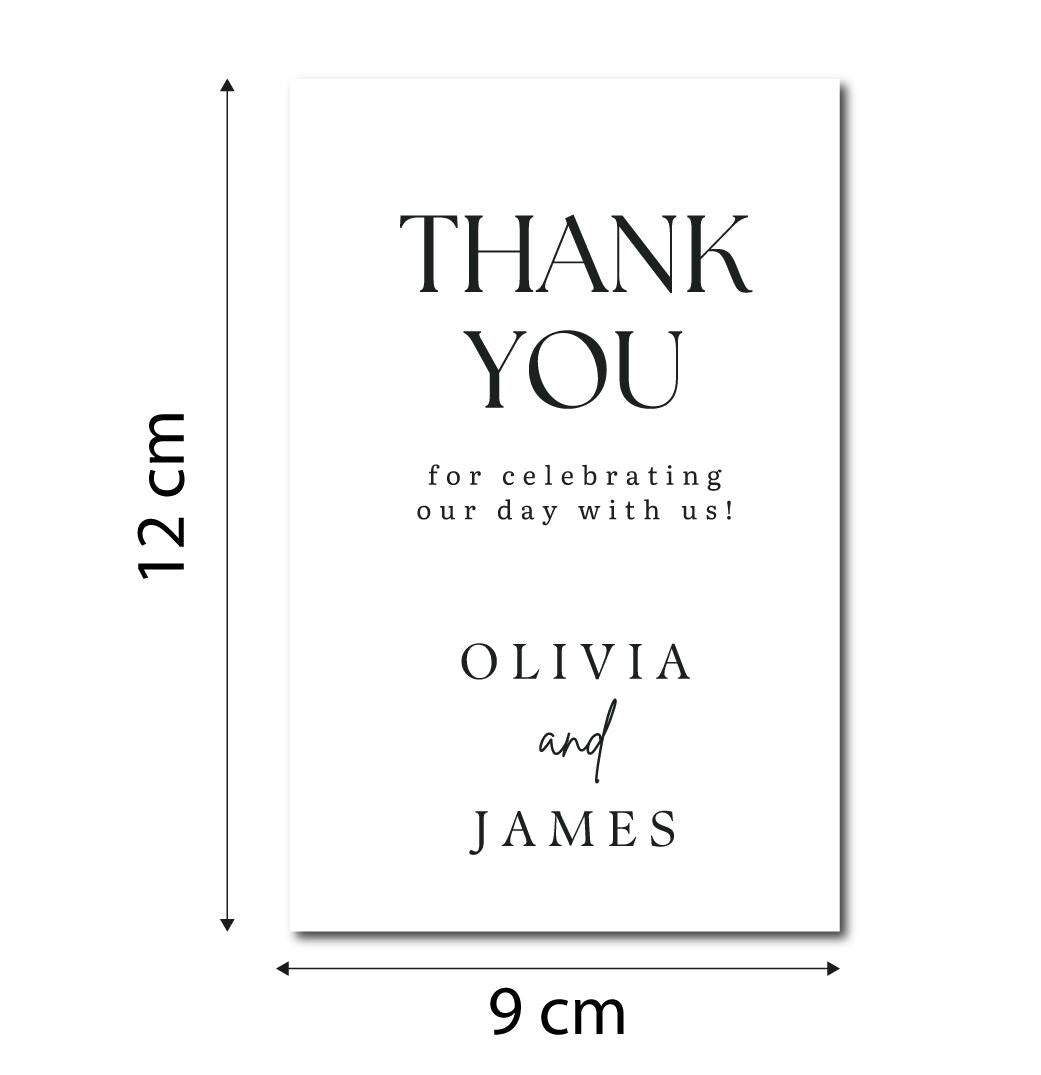 Personalised Wedding Thank You Table Wine Bottle Labels, Custom Names, Favour Stickers for Guests Gifts