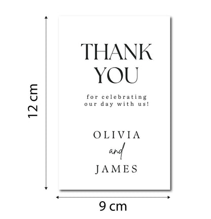 Personalised Wedding Thank You Table Wine Bottle Labels, Custom Names, Favour Stickers for Guests Gifts