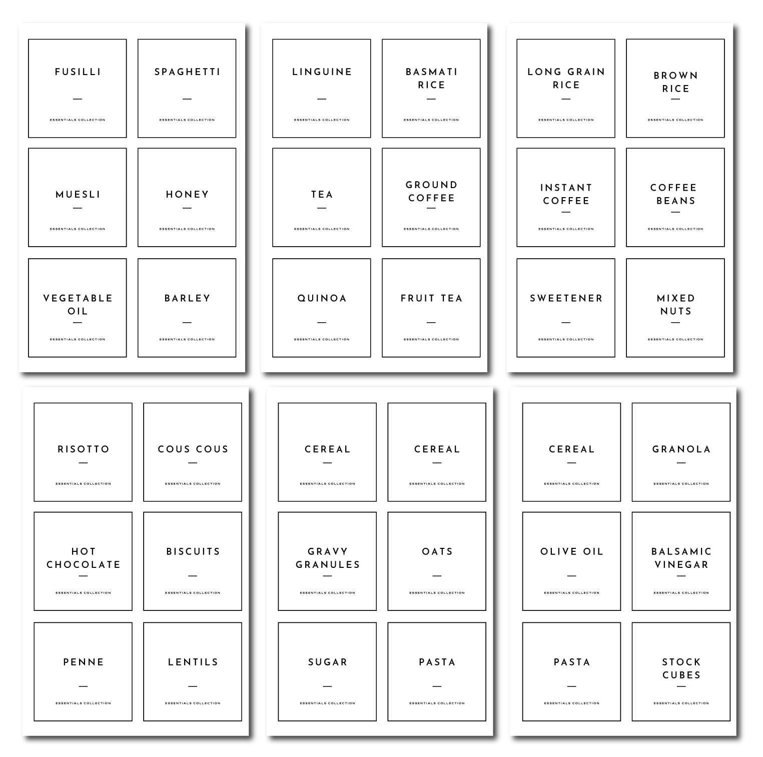 Kitchen Pantry Stickers Labels For Food - Essential Collection