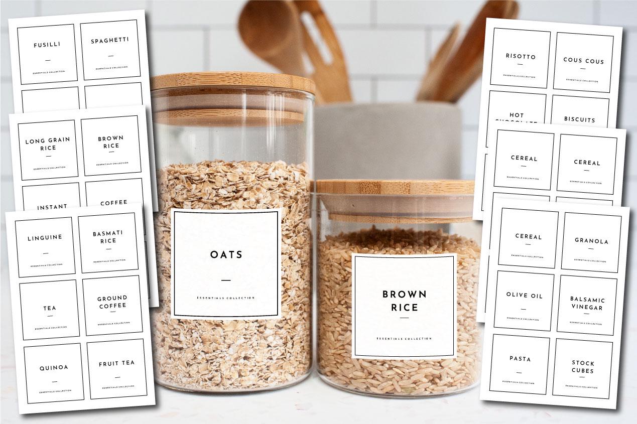 Kitchen Pantry Stickers Labels For Food - Essential Collection