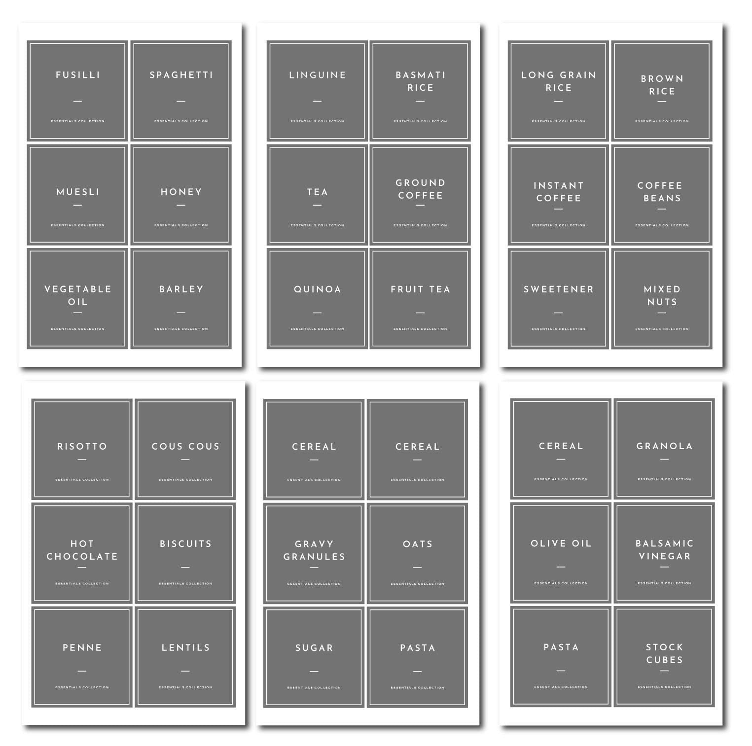 Kitchen Pantry Stickers Labels For Food - Essential Collection