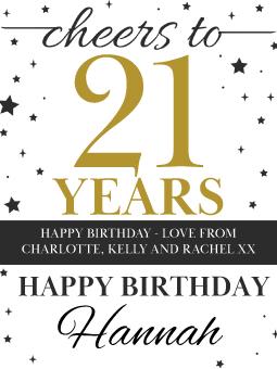 21st Birthday Gift Personalised Wine Bottle Label Sticker - Cheers To 21 Custom Present