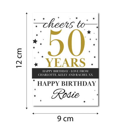 50th Birthday Gift Personalised Wine Bottle Label Sticker - Cheers To 50 Custom Present