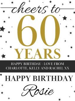 50th Birthday Gift Personalised Wine Bottle Label Sticker - Cheers To 50 Custom Present