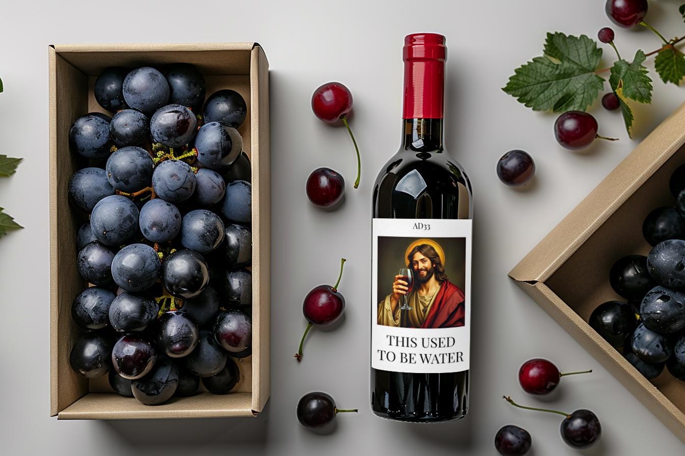 This used To Be Water Funny Jesus Wine Bottle Label Stick Gift Birthday Christmas