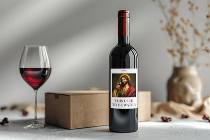 funny Jesus wine bottle label sticker gift Christmas secret santa idea