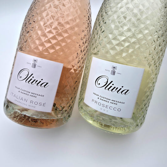 custom wine bottle label stickers prosecco tags for her birthday baby shower anniversary