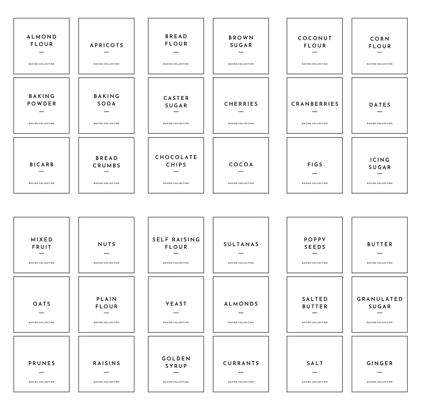 Pantry Label Kitchen Stickers for Baking, Flour, Baking Soda, Sugar - Baking Collection Jar & Container Labels