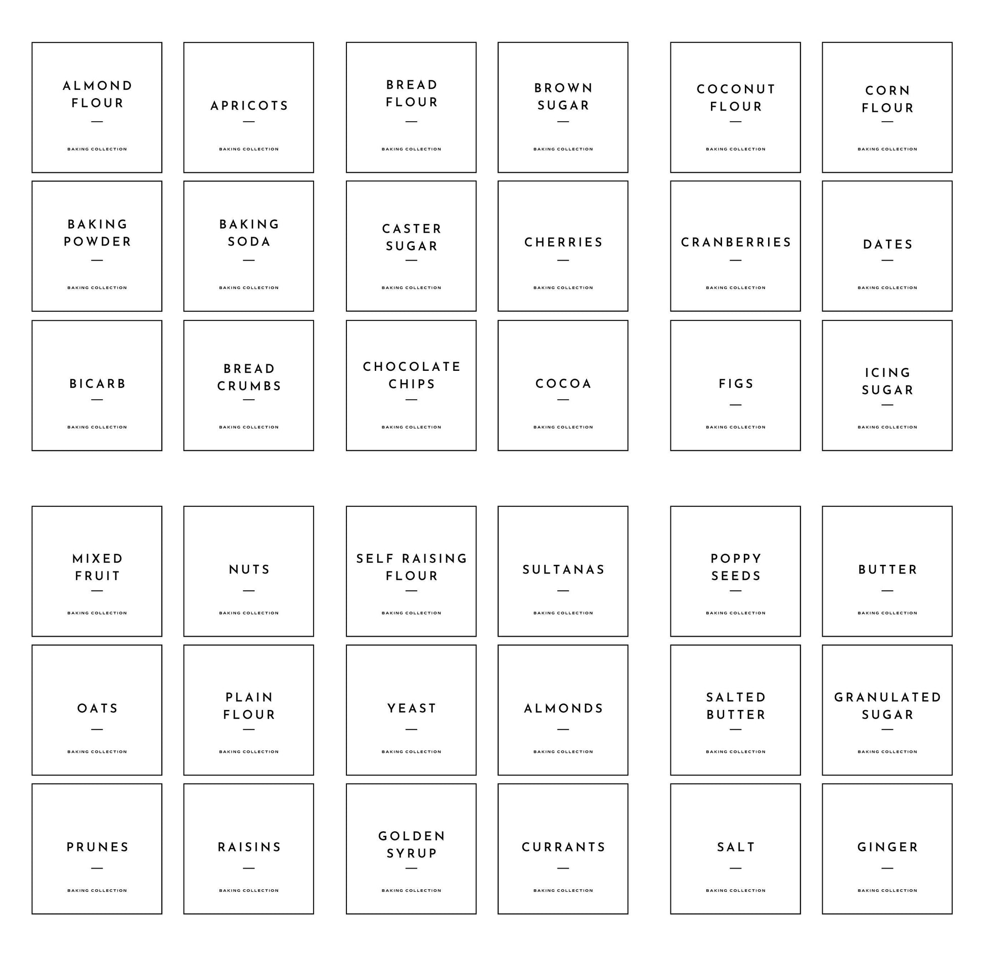Pantry Label Kitchen Stickers for Baking, Flour, Baking Soda, Sugar - Baking Collection Jar & Container Labels
