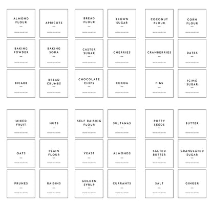 Pantry Label Kitchen Stickers for Baking, Flour, Baking Soda, Sugar - Baking Collection Jar & Container Labels