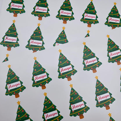 Christmas Present Personalised Name Label Sticker Christmas Tree Shape Custom Peel And Stick Gift Wrapping