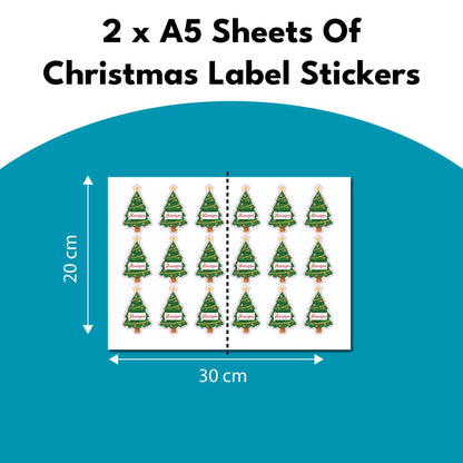 Christmas Present Personalised Name Label Sticker Christmas Tree Shape Custom Peel And Stick Gift Wrapping