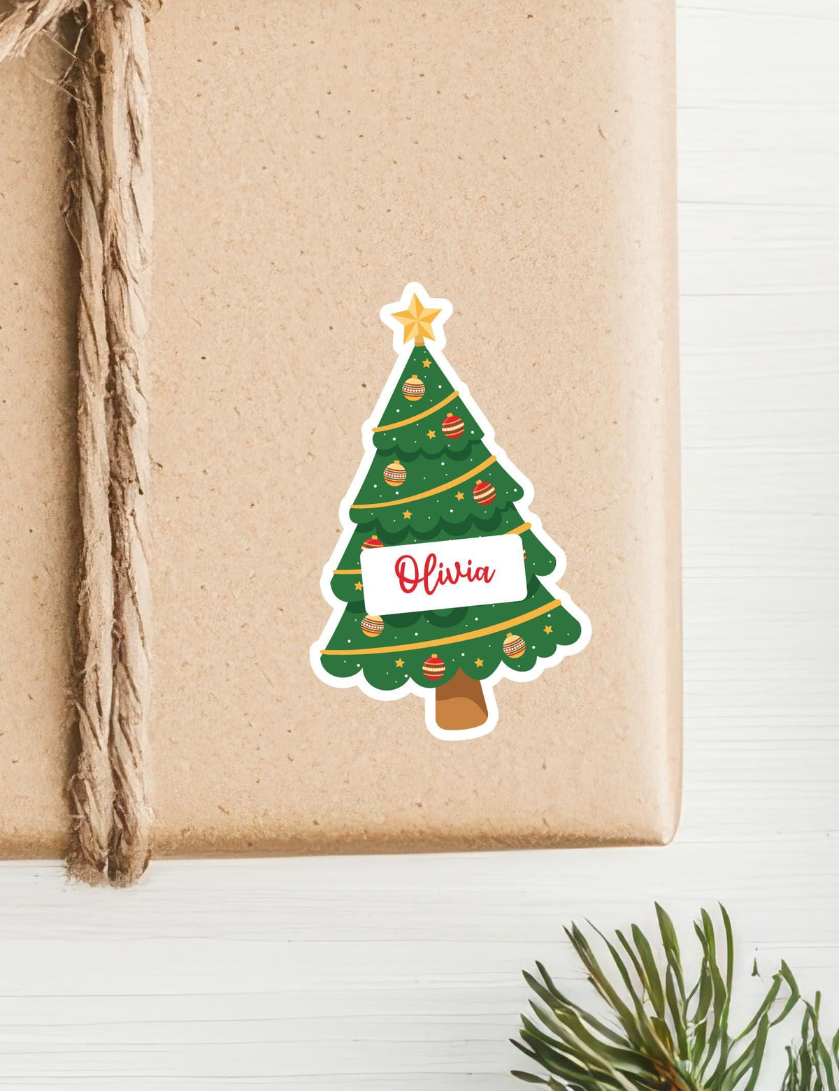 Christmas Present Personalised Name Label Sticker Christmas Tree Shape Custom Peel And Stick Gift Wrapping