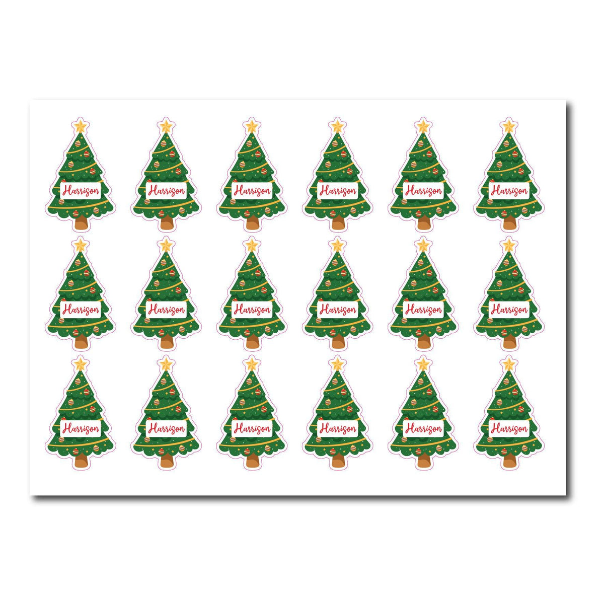 Christmas Present Personalised Name Label Sticker Christmas Tree Shape Custom Peel And Stick Gift Wrapping