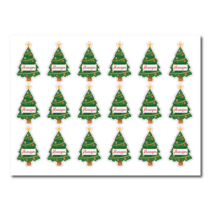Christmas Present Personalised Name Label Sticker Christmas Tree Shape Custom Peel And Stick Gift Wrapping