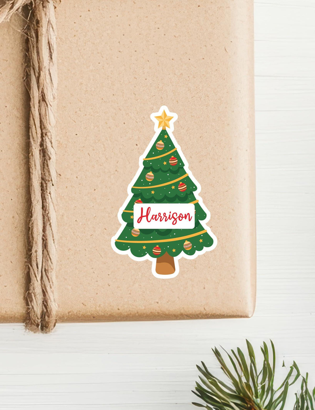 christmas tree name sticker for present personalised custom